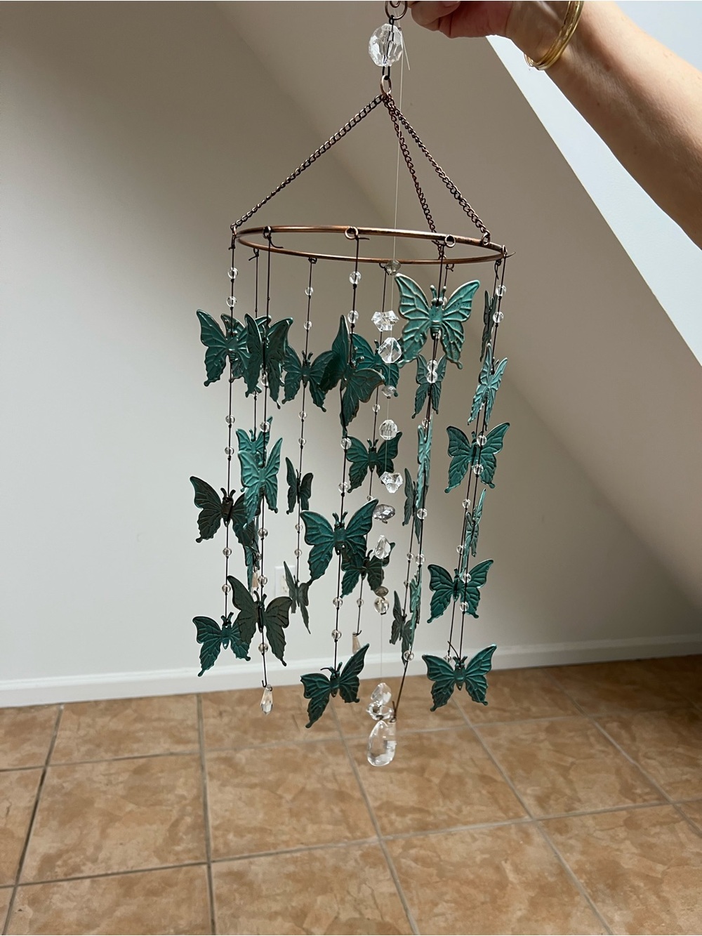 Hanging Butterfly Mobile with Crystal Accents